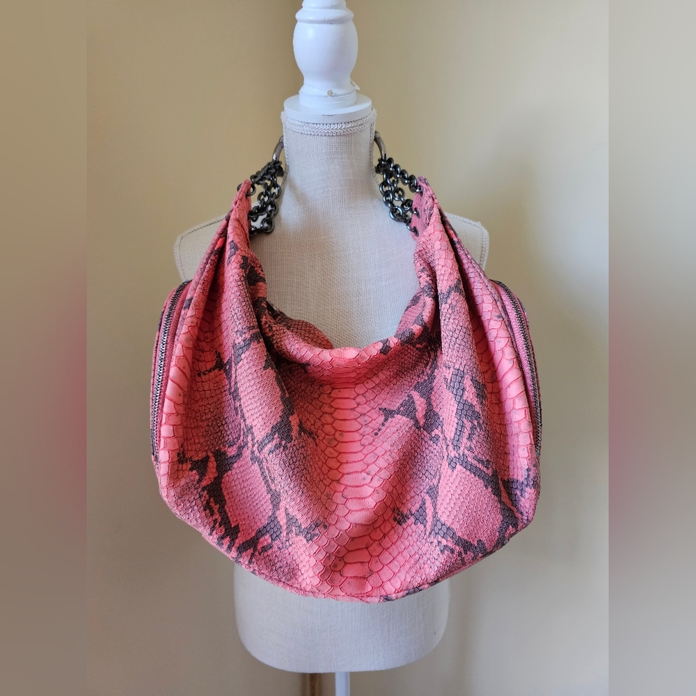 Henri Bendel Salmon snakeskin purse
